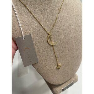 Lili Claspe Rope the Moon & Star Gold Lariat Necklace. NWT